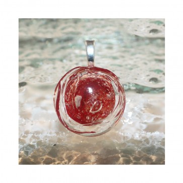 ROUND CABOCHON PENDANT - Red